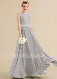 A Line Princess Scoop Neck Floor Length Chiffon Lace Bridesmaid Dress With Bow S Lace Bridesmaid Dresses Bridesmaid Dresses Lace Bridesmaids