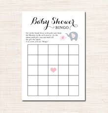 Elephant baby shower invitation printable edit with adobe readerparty printables. Free Printable Pink Elephant Baby Shower Bingo Game La La Printables