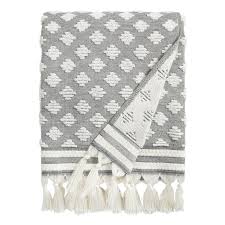 Black And White Hand Towels With Tassels Black And White Sculpted Diamond Tassel Brea Towels World Market In 2020 Towel White Blanket Black And White