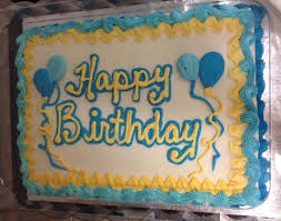 Simple Birthday Sheet Cake Designs Basic Blue And Yellow Sheet Cake Birthday Sheet Cakes Sheet Cake Designs Buttercream Birthday Cake