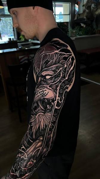 Moon Wolf 🏴 🐺 , Full forearm cover up. 3 days., Bookings and Inquiries , 📧 felipexttt@gmail.com, #tattoo #blackworktattoo