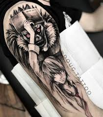 Light Yagami Tattoo Shinigami Ryuk Artist Credit Doug Tattoo Anime Animegirl Animeboy Anim Tatuagens De Anime Tatuagens Tatuagem Do Naruto