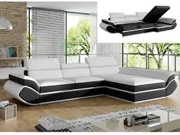 Avec sa fonction convertible, ce dernier peut devenir votre meilleur allié pour votre vie de tous les jours.en. Canape Angle Droit Convertible Simili Blanc Noir Orleans