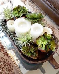 Succulent Center Piece With Candles Table Centerpieces For Home Candle Centerpieces For Home Dining Room Table Decor