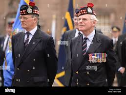 Berwick-on-Tweed, Northumberland, UK. 30 July 2016. The Kings Own Scottish  Borderers association mark Minden Day in Berwick upon Tweed, celebrated as  their most auspicious Battle Honour. Veterans from the Second World War