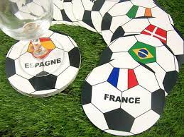 set 6 dessous de verre ballons de foot sous bock foot sous etsy fete des peres anniversaire theme foot ballon de foot