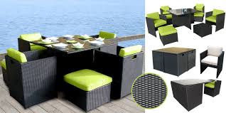 Le salon tokyo 2 places est composé d'une table rectangulaire 110 x 60 x 72 cm avec plateau en résine imitation bois, de deux fauteuils 60 x 54,5 x 83. Salon De Jardin Ottoman Prestige Anthracite Oogarden