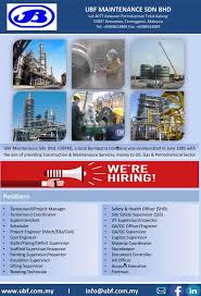 Currently holds 30 price agreements (pas) maintenance services contract with various petronas opus in various capacities. We Are Hiring Interested Ubf Maintenance Sdn Bhd Facebook