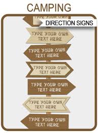 Free printable wedding directional signs, with your choice of arrow direction! Camping Party Directional Signs Printable Direction Arrows