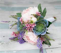While many florist say they can make a succulent bouquet getting quality succulents is not so easy. Garden Fresh Style Bouquet Real Touch Succulents Peonies And Wild Filler Lavender And Pink Sp Peony Bouquet Wedding Succulent Bouquet Wedding Bouquets