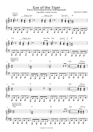 Eye Of The Tiger Piano Accompaniment Sheet Music For Piano Download Free In Pdf Or Midi Piano Piano Tutorials Sheet Music