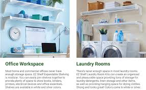 Discover design ideas for your dream laundry room shelving by the container store. Amazon Com Ez Shelf Diy Expandable Organizer Shelves For Laundry Utility Room Over Washer Dryer Wall Storage Wire Shelving Alternative 2 Shelf Pack Expands From 45 To