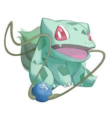 kira (kirakrr), bulbasaur, creatures (company), game freak, nintendo,  pokemon, highres, berry (pokemon), food, full body, gen 1 pokemon, holding,  holding food, looking at viewer, no humans, open mouth, plant, pokemon  (creature), simple