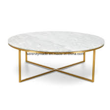 A marble table is versatile and will compliment any decor. Round Marble Top Coffee Table With Brass Gold Stainless Steel Legs China Marble Top Coffee Table Round Coffee Table Made In China Com
