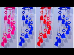 1101 Diy Woolen Jhumar Wool Chandelier Wool Wind Chime Easy Newspaper Craft Idea Woolen Craft Ideas Wall Hanging Crafts Flower Diy Crafts Handmade Crafts