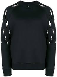 Black And White Lightning Bolt Sweater Lightning Bolt Print Sweatshirt Printed Sweatshirts Sweatshirts Crew Neck Sweatshirt