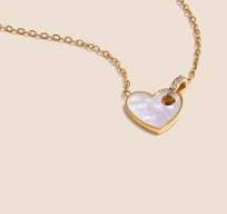 18K Gold PVD Pendant Necklace w/ Natural Shell Heart ...