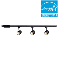 Hampton Bay 39 37 In 3 Light Black Dimmable Led Track Lighting Kit 16033kit1 Bk The Home Depot