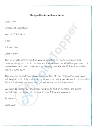 Resignation Acceptance Letter Samples Templates Examples How To Write A Plus Topper