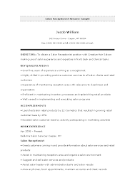 Other job titles you can look out for under the reception category include clerk specialist, community liaison, front desk receptionist, greeter, member service representative. Salon Receptionist Resume Sample Pdfsimpli