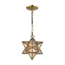 Titan Lighting Moravian Star 1 Light Gold Pendant Tn 998368 The Home Depot