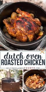 Dutch Oven Roasted Chicken And Vegetables Is A One Pot Whole Chicken Dinner Recipe That Can B Dutch Oven Roast Chicken Oven Recipes Dinner Oven Chicken Recipes