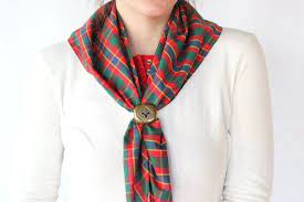 Vintage Boy Scout Scarf With Gold Clip Red Plaid Bandana Vintage Boy Scouts Vintage Boys Yellow Plaid Scarf