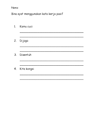 Memang susah membuat kerja tangan ini, tetapi kalau dibuat dengan tekun akan menjadi mudah.kata orang, alah bias tegal biasa. Kata Kerja Pasif