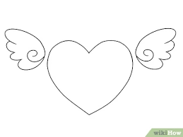 Winged angelic tattoo icons angel wings drawing vector illustration. 4 Ways To Draw A Heart With Wings Wikihow