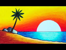 25 sunset landscapes easy to draw pictures and ideas on pro landscape. How To Draw Easy And Beautiful Sunset Scenery Drawing With Oil Pastels