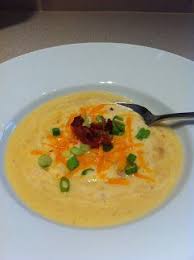 Loaded Baked Potato Soup Made In A Vitamix Blender Cooks Illustrated Recipes Baked Potato Soup Vitamix Soup Recipes