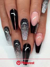 Coffin nails are not that scary after. The Most Beautiful Black Winter Nails Ideas Stylish Belles Silver Glitter Nails Ombre Nails Glitter Silver Nails Clara Beauty My