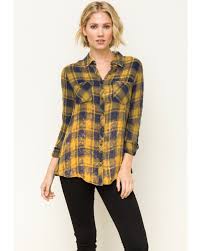 Black And Gold Flannel Shirt Women S Mystree Women S Mustard Washed Plaid Flannel Shirt Dark Yellow Long Flannel Shirts Plaid Flannel Shirt Flannel Shirt