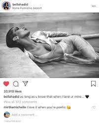 Bella hadid borrowed this absurdly comfortable styling trick from sarah jessica parker. Bella Hadid Quoting Pretty Lyrics On Her Instagram Theweeknd