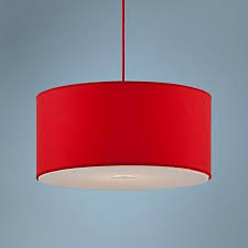 Possini Euro Design Red Shade 15 3 4 Wide Pendant Light U0756 Lamps Plus Wide Pendant Light Red Pendant Light Drum Pendant Lighting
