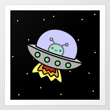 Maybe you would like to learn more about one of these? Cute Ufo In Space Art Print By Peppermintpopuk Society6