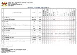 Untuk download fail pdf jadual hari kelepasan am persekutuan dan negeri 2017, sila layari laman web rasmi bahagian kabinet, perlembagaan dan perhubungan antara kerajaan, jabatan perdana menteri. Jadual Hari Kelepasan Am 2017