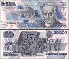 To show you the most accurate result, we use the international exchange rate. Mexico 20 000 Pesos Banknote 1988 P 92a Unc Series Dh