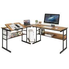 See more ideas about drafting table, drawing table, drawing desk. Costway L Shaped Computer Desk Drafting Table Workstation W Tiltable Tabletop Walnut Target
