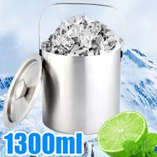 New listinginsulated ice bucket with lid and handle blue retro barware. 1 3l Ice Bucket Insulated Stainless Steel Double Walled Ice Bucket With Lid Wine Bucket Tongs For Beer Wine Cooler Buy At A Low Prices On Joom E Commerce Platform