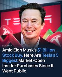 Elon Musk's purchase of over 2.57 million Tesla shares totaling $1 billion  is the biggest market-open insider trade for the EV giant since it went  public in 2010. With that said, here's