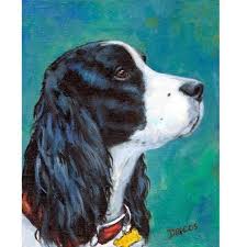 Black And White Springer Spaniel Cartoon English Springer Spaniel Dog Print By Dottie Dracos Black And Etsy Dog Print Art Spaniel Art Dog Paintings