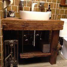 Reclaimed brown barnwood vanity with sliding door. Diy Rustic Bathroom Vanity Plans Novocom Top