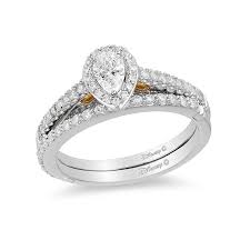 Enchanted Disney Merida 1 2 Ct T W Pear Shaped Diamond Frame Engagement Ring In 14k Two Tone Gold Zales Disney Engagement Rings Pear Shaped Diamond Engagement Rings