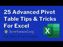 Top 25 Advanced Pivot Table Tips Tricks For Microsoft Excel Youtube Pivot Table Microsoft Excel Excel