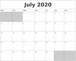 July 2020 Calendar In 2020 July Calendar August Calendar February Calendar