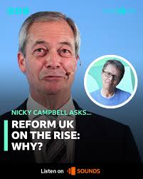 Nigel Farage's Reform UK have just taken the lead in a YouGov poll for the  first time. 25% of people are supporting the party, Labour are in second  place, at 24% and