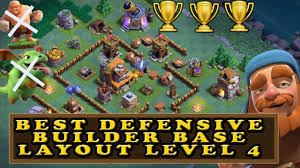 12 best layouts bh5 for builder base level 5 without traps. Best Defensive And Trophy Push Layout For Builder Base Level 4 Clash Of Clans Anti 2 Star Layout Youtube