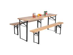 4.5 out of 5 stars. Costway 3 Piece Beer Table Bench Set Folding Wooden Top Picnic Table Patio Garden Stacksocial