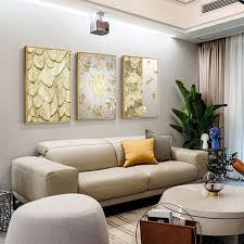 For an alternative to the gallery wall that doesn't involve art or plants or shelves, we love a display of hanging woven baskets as large wall decor ideas for living rooms. 2020 Nordic Wall Decor Golden Paintings For Living Room High Quality Fashion Gold Plants Wall Canvas Painting Decoration Picture Nordic Wall Decor